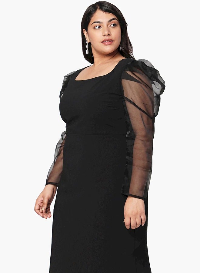 ميش فستان بأكمام منفوشة - Image 4