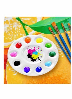 Y&D Paint Tray Palettes, Round Plastic Pallets with 10 Wells for Kids or Students to Paints on School Project Art Class-12pcs, Washable, White  - Image 4