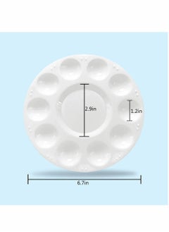 Y&D Paint Tray Palettes, Round Plastic Pallets with 10 Wells for Kids or Students to Paints on School Project Art Class-12pcs, Washable, White  - Image 2