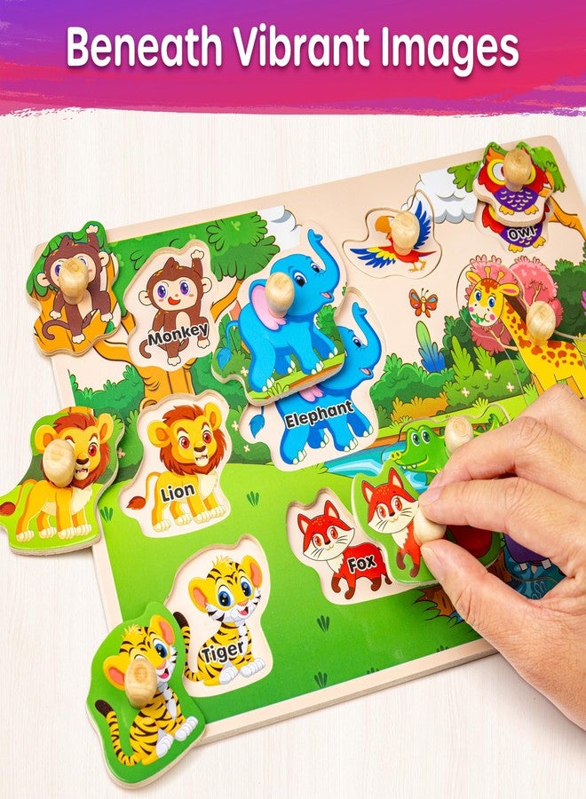 SYNARRY Wooden Puzzles for Toddlers 1-3, 6XSET Puzzles for Toddlers 2-4 with Rack, Learning Alphabet Number Shape Animal Dinosaur Vehicle, Toddler Easter Basket Stuffers Gifts Toys for Boys Girls - Image 3