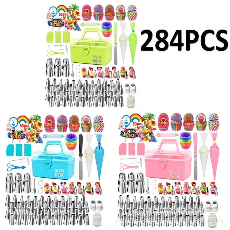 284 Piece Set Baking Tools Cake Decorative Mouth Cake Decorative Tools Storage Box - Image 2