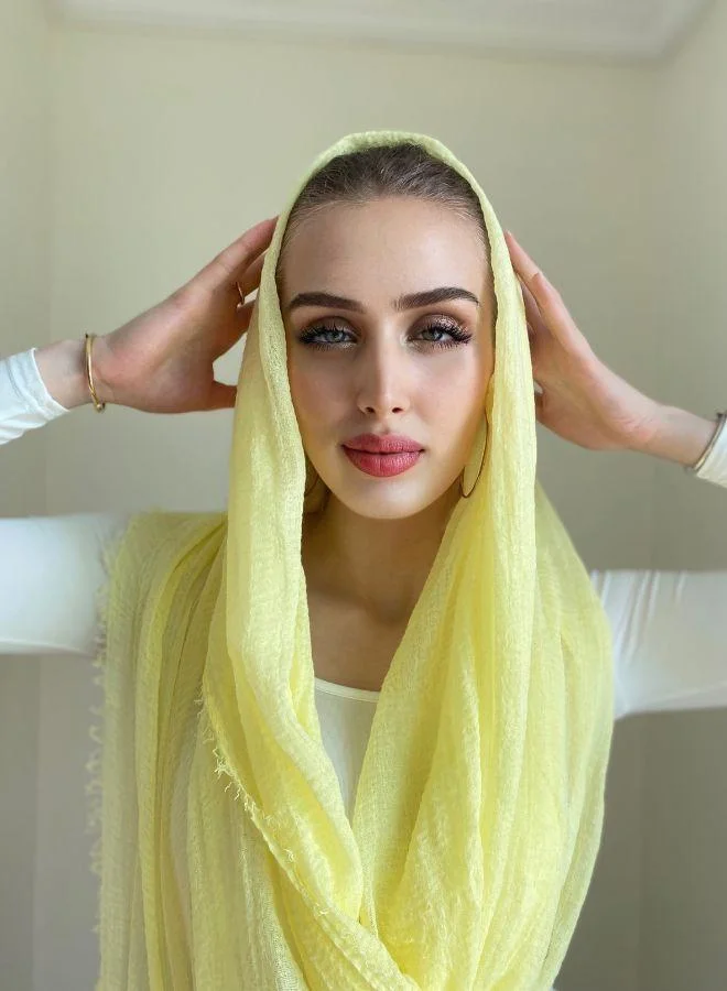 مشروع بلا اسم وشاح قطني عضوي مجعد بالليمون
