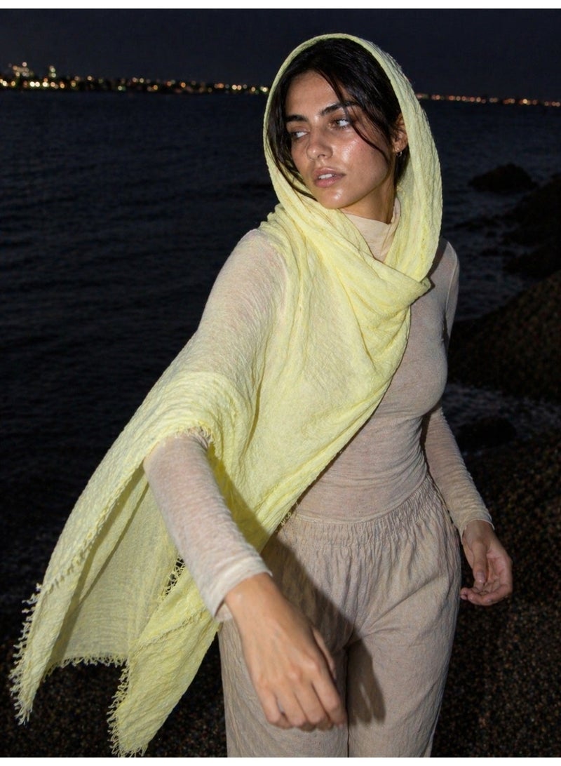 The Untitled Project Lemon Zest - Crinkle Organic Cotton Scarf - Image 1