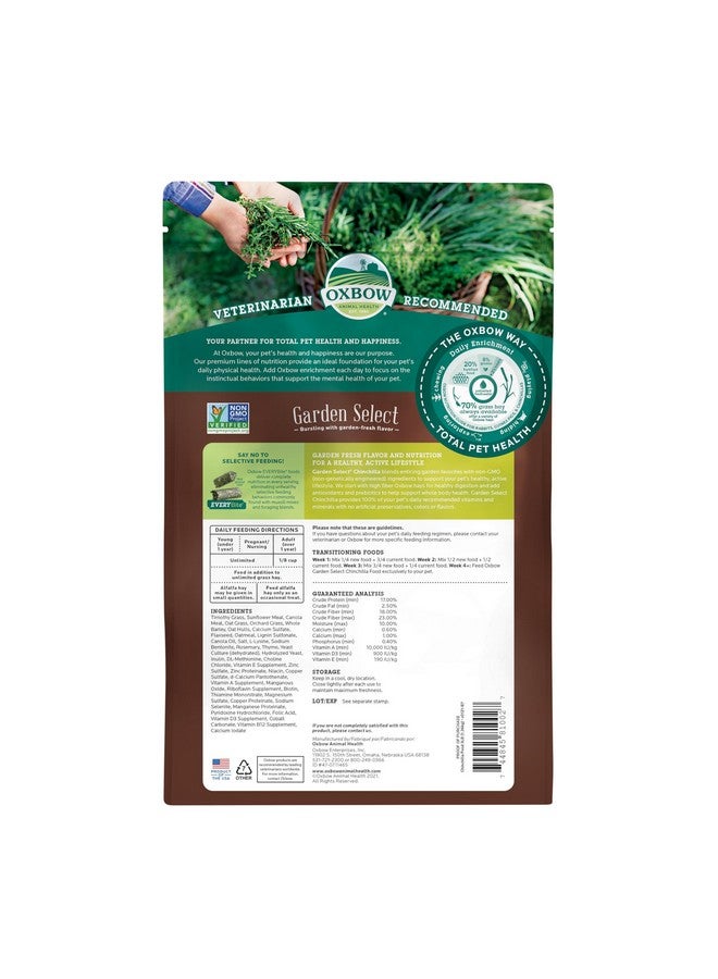 أوكسبو طعام أوكسبو أنيمال هيلث جاردن سيليكت للشينشيلا، وصفة مستوحاة من الحديقة لشينشيلا من جميع الأعمار، حبيبات طعام غنية بالفيتامينات والمعادن للحيوانات الأليفة، غير معدلة وراثيًا، صنع في الولايات المتحدة الأمريكية، كيس وزن 3 أرطال - Image 2
