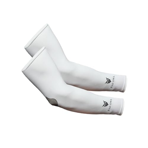 BADOWL Velocity Arm Sleeves for Men & Women | UV Protection UPF 50+ | Seamless Fit | Sports Compression Sleeves for Running Cycling Outdoor Activities (White) - Image 1