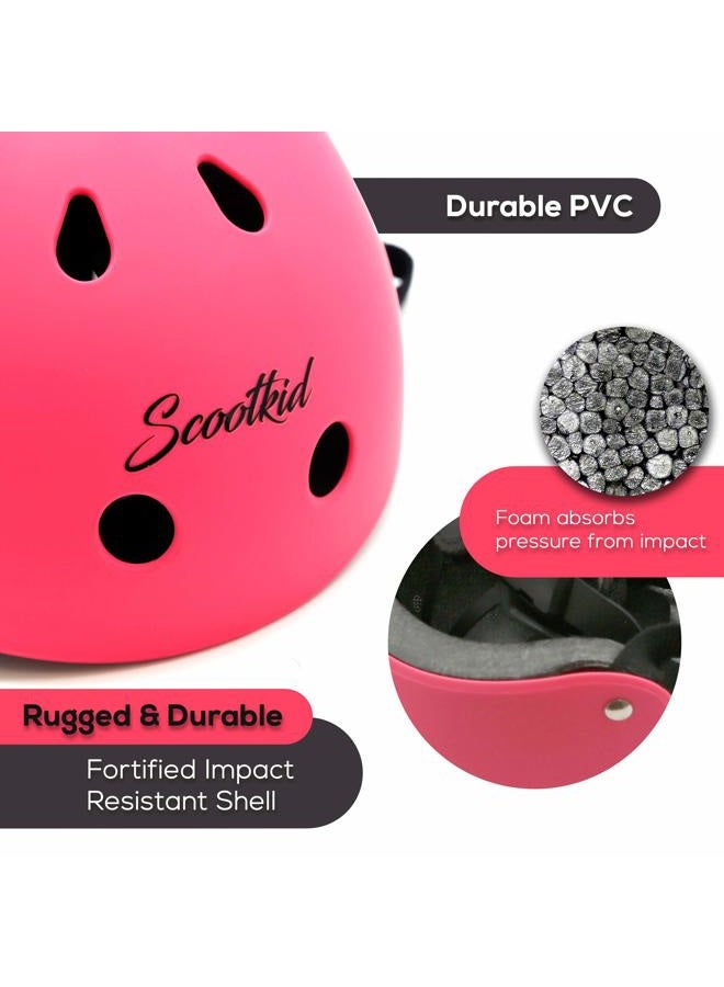 Hurtle Sports Safety Bicycle Kids Helmet-Toddler&Child Bike Helmet w/Adjust Knob,Chin Strap,Ventilation -Toddlers/Childrens Helmet for Cycling/Skateboarding/Kick Board/Scooter-Hurtle HURHLP48 (Pink) - Image 3