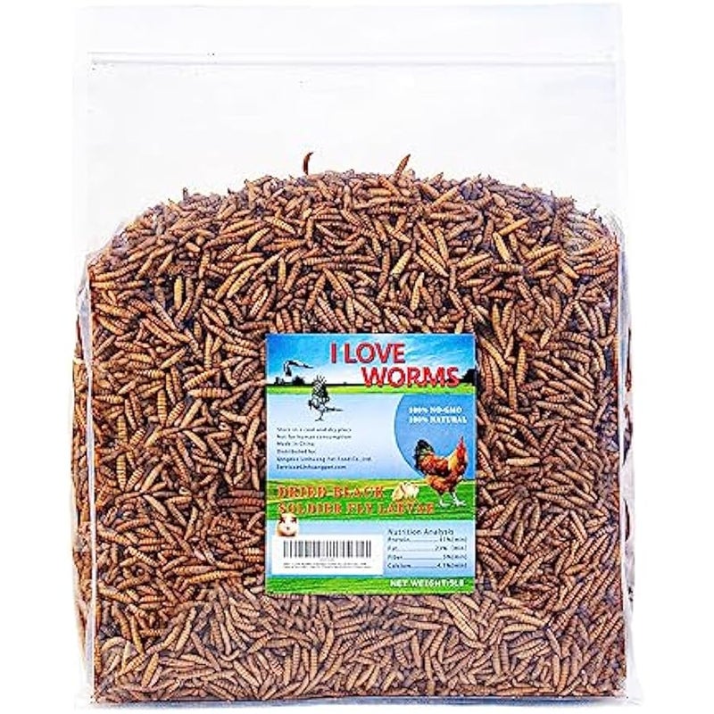 Arabest Dried Black Soldier Fly Larvae (5lb), 100% Natural Non-GMO, Treat for Chickens, More Calcium Chicken Feed Than Mealworms - Image 1
