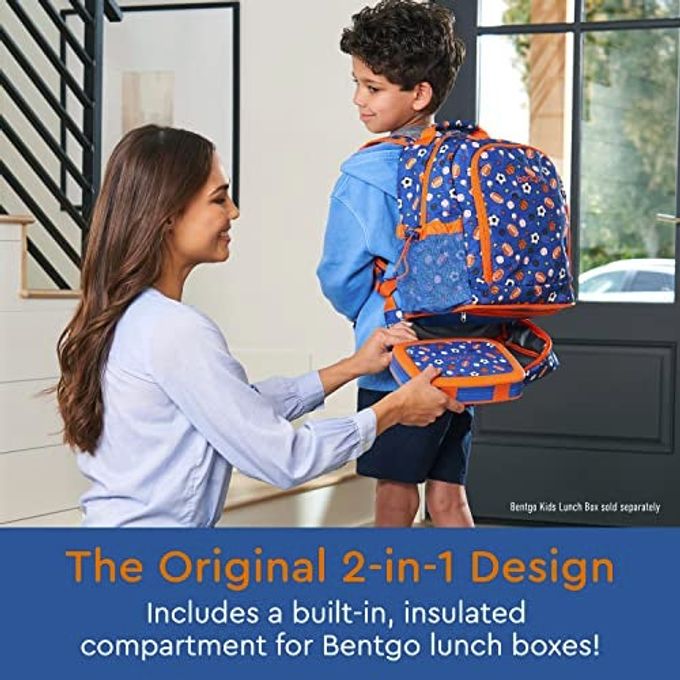 Bentgo Kids 2-in-1 Backpack & Insulated Lunch Bag Durable 16 Backpack & Lunch Container in Unique Prints for School & Travel Water Resistant, Padded & Large Compartments (Sports) - Image 5