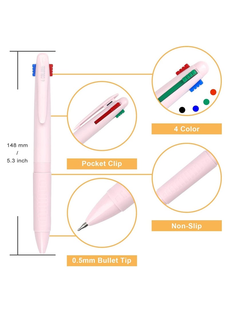 Excefore Ballpoint Pen 6Pcs 4Color 0.5 4-in-1 Colored Pens Fine Point Retractable Ballpoint Gift Pens for School and Office Macaron Medium Oil Pen Ballpoint Pen Student Girl Signature Pen - Image 3