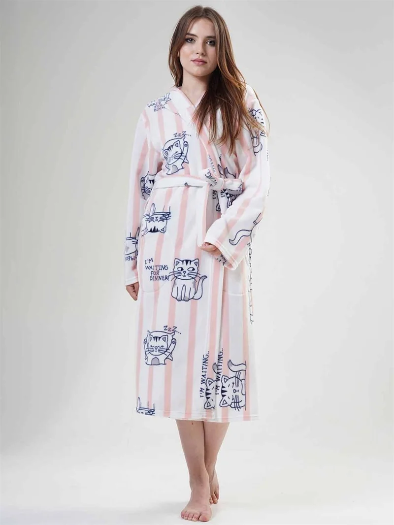 Vienetta Women's Polar Fleece Hooded Dressing Gown