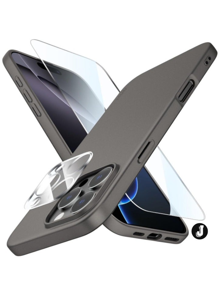 JAJEEK "iPhone 16 Pro Gray Case – Ultra-Thin Matte Cover with Upgraded Camera Lens and Screen Protectors, Soft Touch Anti-Scratch Shockproof Design" - Image 1
