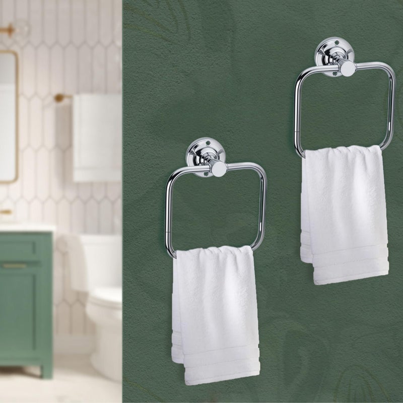 Greensify Stainless Steel Towel Ring for Bathroom | Napkin Ring & Towel Holder Stand with Chrome Finish | Modern Towel Hanger for Bathroom, Kitchen, Washbasin | Pack of 2 - Image 1