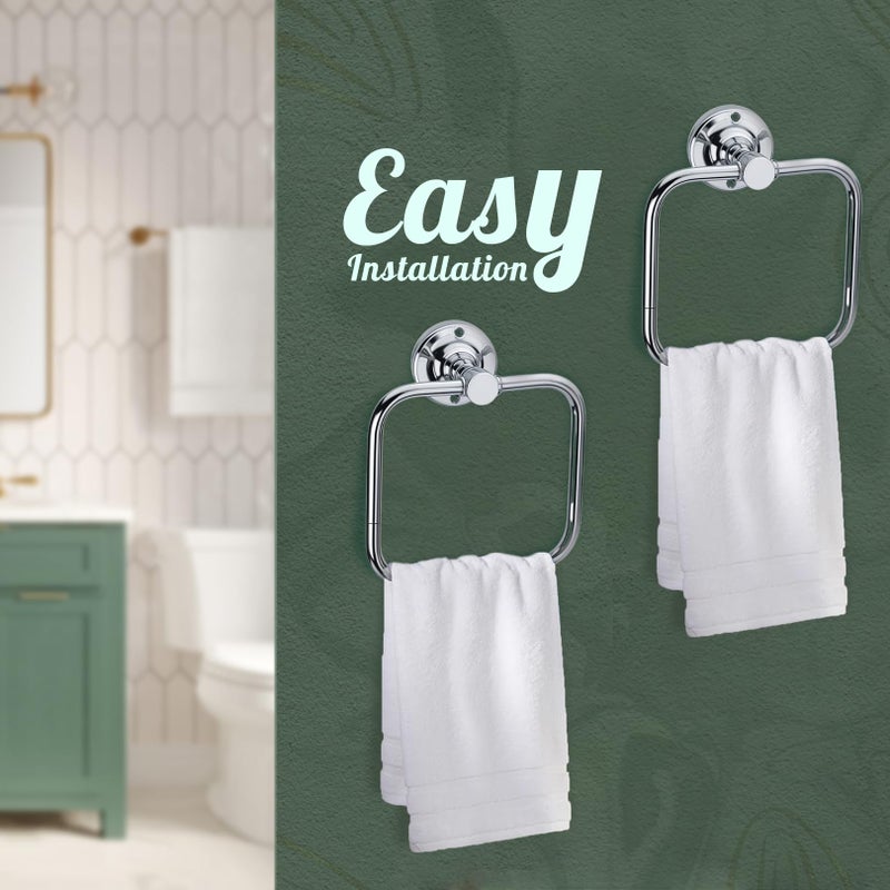 Greensify Stainless Steel Towel Ring for Bathroom | Napkin Ring & Towel Holder Stand with Chrome Finish | Modern Towel Hanger for Bathroom, Kitchen, Washbasin | Pack of 2 - Image 5