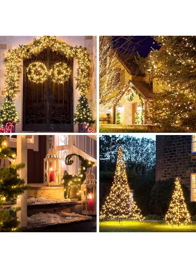 إيروريكس مجموعة من 2 سلسلة من مصابيح الطاقة الشمسية 200 مصباح ليد بطول 20 متر، مصابيح خرافية تعمل بالطاقة الشمسية للاستخدام الخارجي، 8 أوضاع، مصابيح من الأسلاك النحاسية، ديكور مقاوم للماء للحديقة وحفلات الزفاف والمهرجانات، لون أبيض دافئ - Image 2
