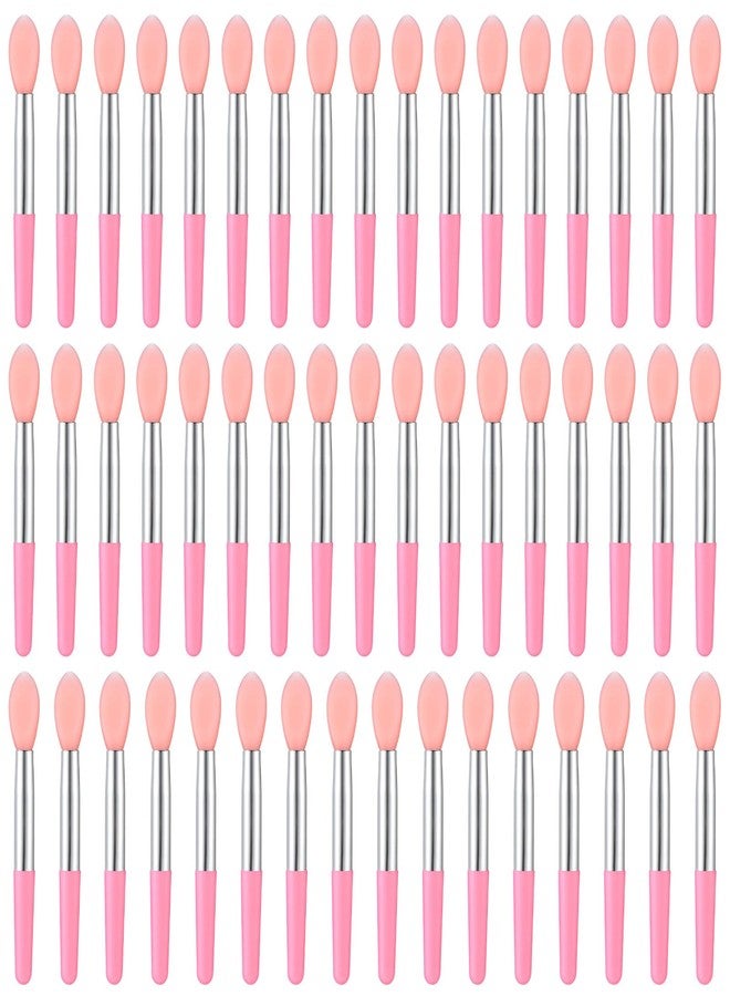 Psyqtsuary Silicone Lip Brush, 50 Pcs Reusable Lipstick Applicator Wands Silicone Makeup Applicator Lip Gloss Applicators Wands Pink Lip-Mask Applicators Makeup Brush fit Balm Mask Oil - Image 1