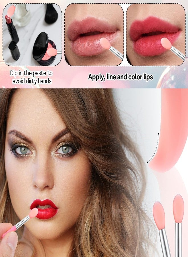 Psyqtsuary Silicone Lip Brush, 50 Pcs Reusable Lipstick Applicator Wands Silicone Makeup Applicator Lip Gloss Applicators Wands Pink Lip-Mask Applicators Makeup Brush fit Balm Mask Oil - Image 5
