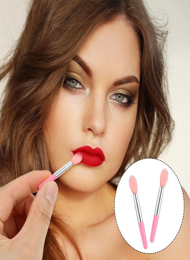Psyqtsuary Silicone Lip Brush, 50 Pcs Reusable Lipstick Applicator Wands Silicone Makeup Applicator Lip Gloss Applicators Wands Pink Lip-Mask Applicators Makeup Brush fit Balm Mask Oil - Image 2
