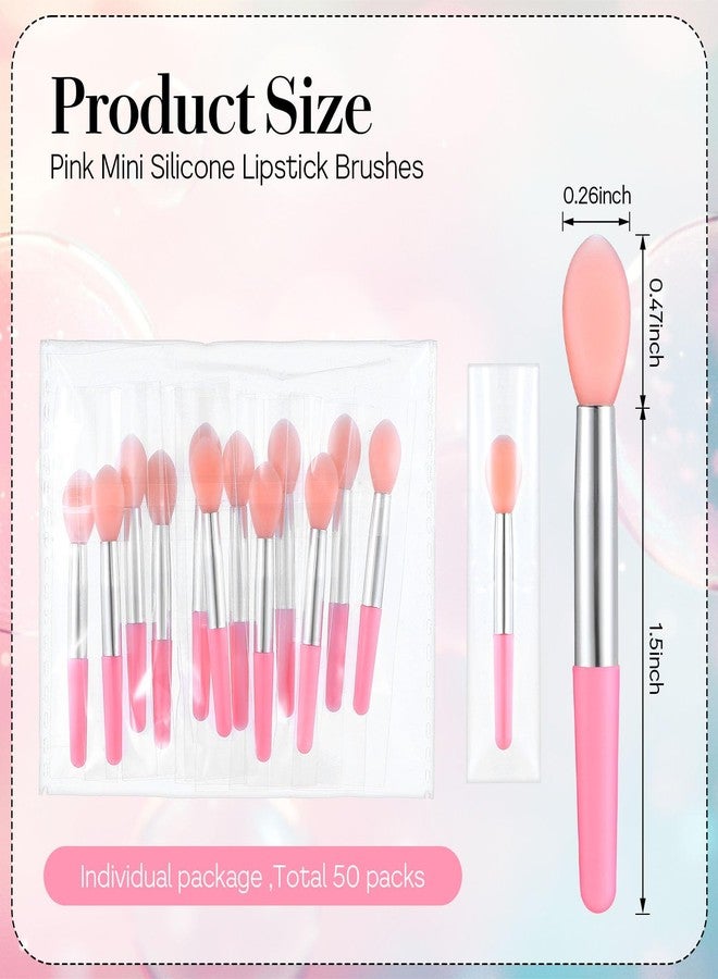 Psyqtsuary Silicone Lip Brush, 50 Pcs Reusable Lipstick Applicator Wands Silicone Makeup Applicator Lip Gloss Applicators Wands Pink Lip-Mask Applicators Makeup Brush fit Balm Mask Oil - Image 3
