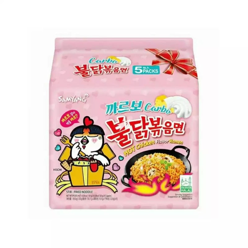 Samyang Buldak Stir Fried Noodles Carbo Hot Chicken Flavour Ramen 650gms, Pack of 5 - Image 1
