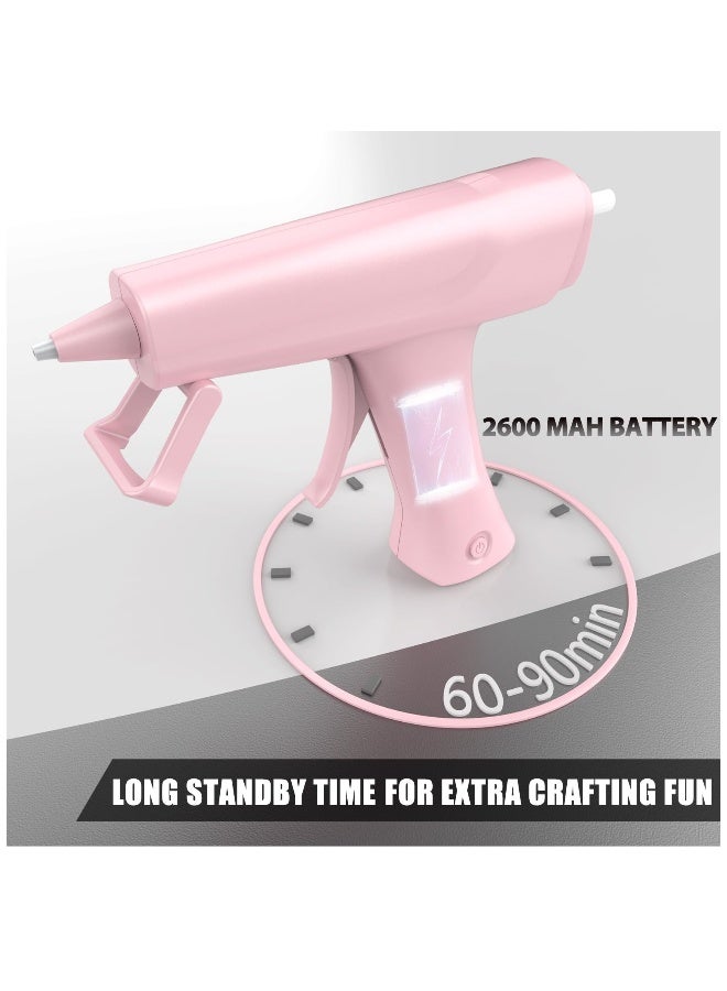 Glue Gun, Hot Glue Gun Kit Cordless & Rechargeable with 30PCS Glue Sticks, Glue Gun and Sticks Set 10 Mins Smart Power-Off Mini Glue Gun for Crafts School DIY Projects Quick Repairs, Pink - Image 2