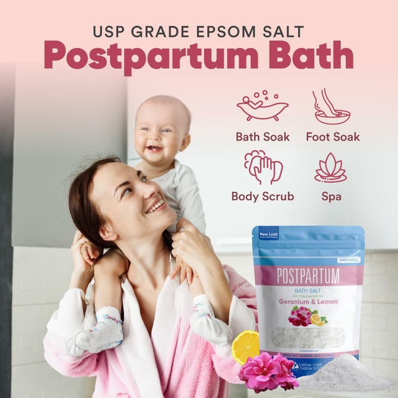 Better Bath Better Body Postpartum Sitz Bath Soak (2 Lbs) Postpartum Care for New Moms Bath Salt with Essential Oils in Easy Press-Lock BPA-Free Pouch Made with Natural Ingredients Made in USA - Image 4