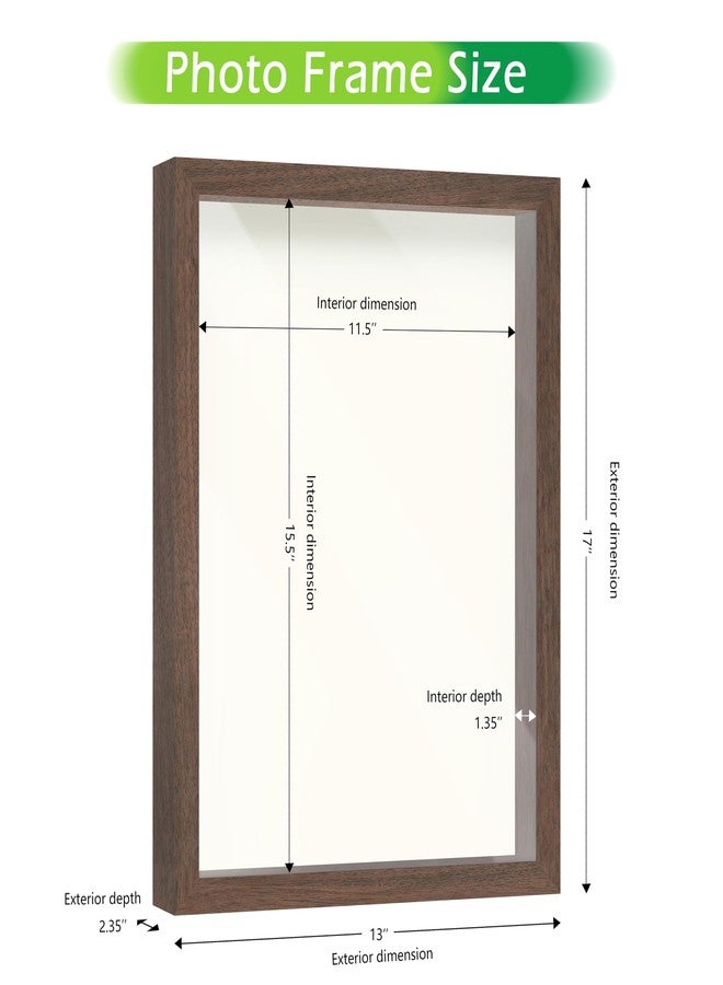 FrameWorks إطار عرض خشبي من خشب البلوط الداكن مقاس 12 بوصة × 16 بوصة من FrameWorks - علبة عرض بظهر من اللباد الناعم، صندوق ذكريات بزجاج مقوى، صندوق عرض بدبابيس تثبيت بيضاء أنيقة، صندوق زهور خشبي - Image 2