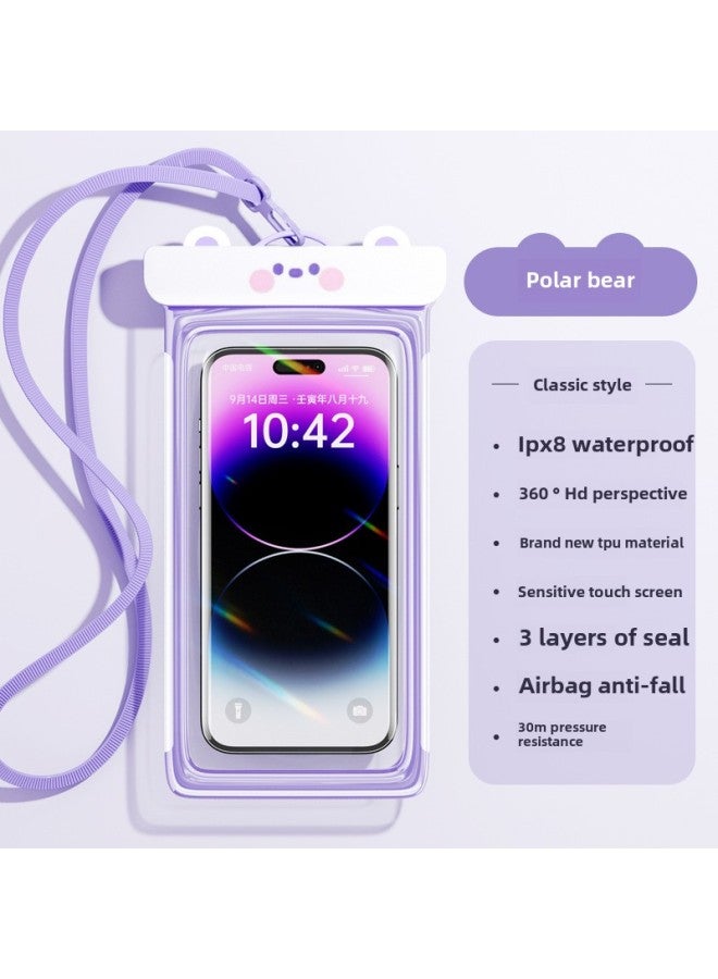 general Mobile Phone Waterproof Bag For Diving Touch Screen With Airbag Portable Swimming Outdoor Hanging Neck Mobile Phone Waterproof Bag-Color:Ordinary Mobile Phone Waterproof Bag polar Bear】 - Image 1
