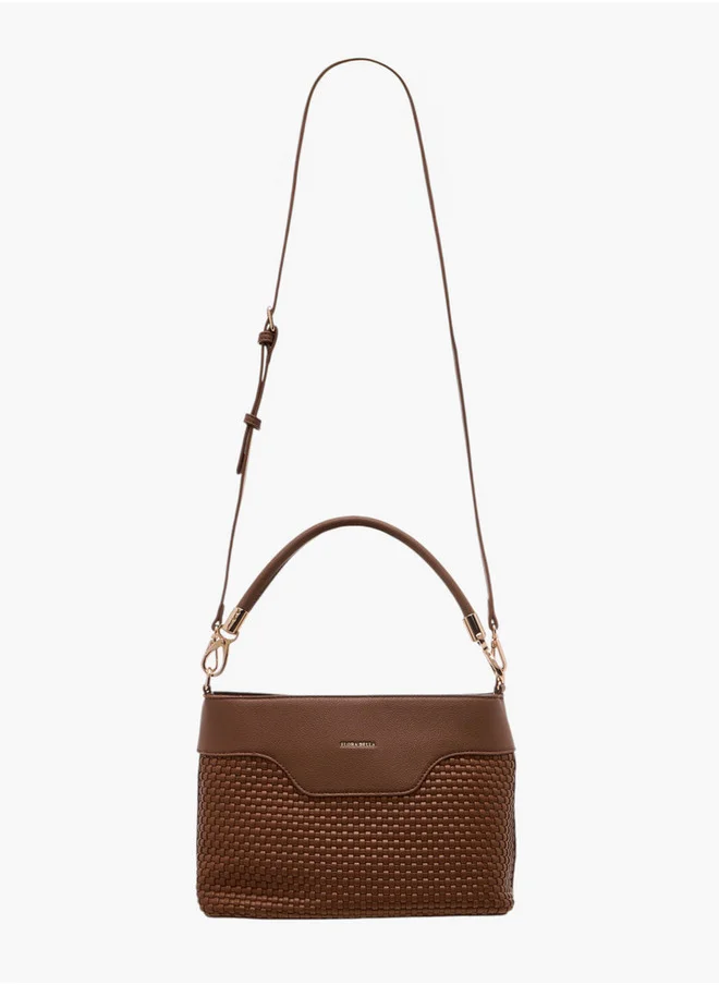 فلورا بيلا من شو إكسبرس Textured Crossbody Bag with Zip Closure and Adjustable Strap
