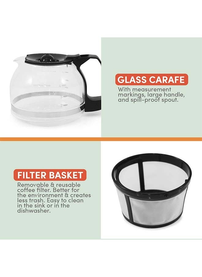 Generic - Automatic Brew & Drip Coffee Maker with Pause N Serve Reusable Filter, On/Off Switch, Water Level Indicator, Black - Image 1
