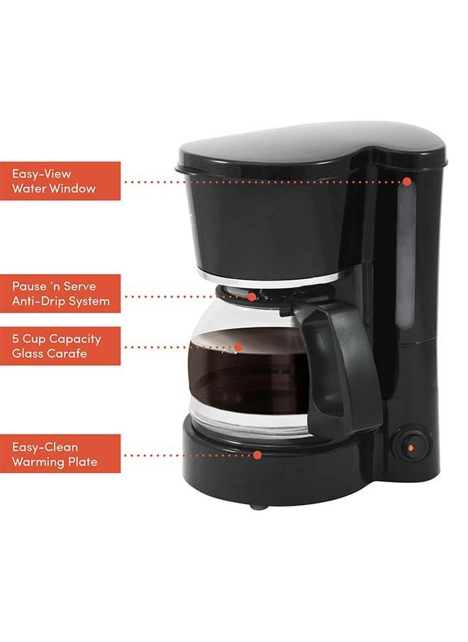 Generic - Automatic Brew & Drip Coffee Maker with Pause N Serve Reusable Filter, On/Off Switch, Water Level Indicator, Black - Image 1