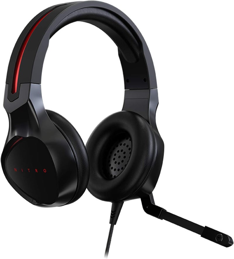 Acer Acer Nitro Gaming Headset with Flexible Omnidirectional Mic Adjustable Headband Black - Image 1