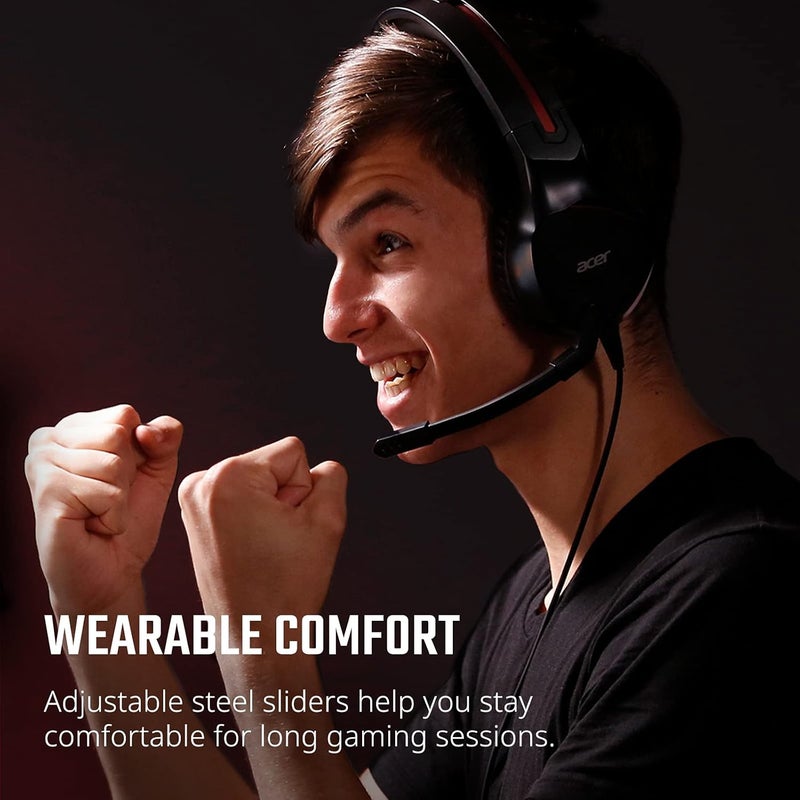 Acer Acer Nitro Gaming Headset with Flexible Omnidirectional Mic Adjustable Headband Black - Image 3
