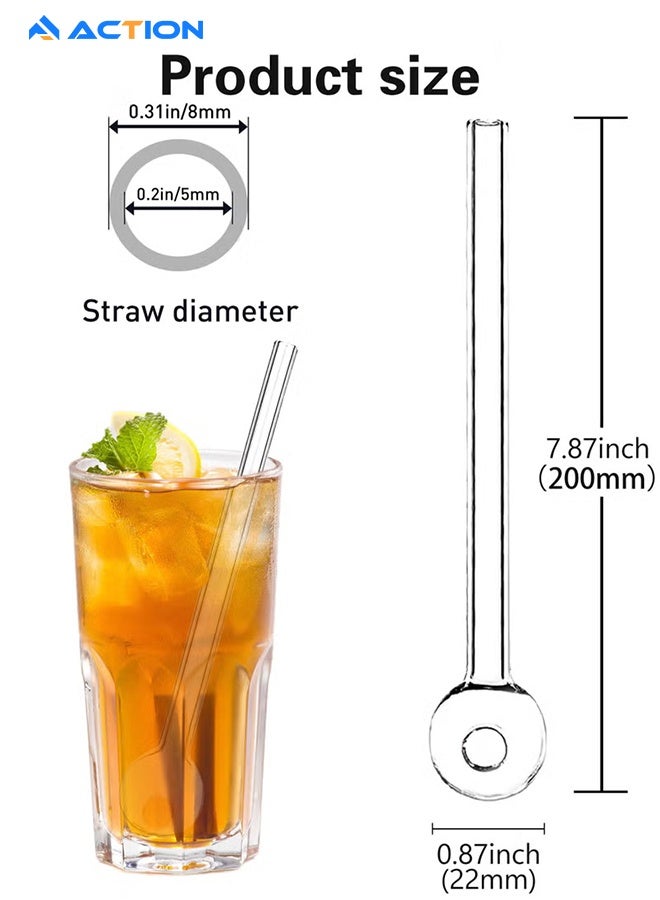 أكشن 2 قطعة من القش الزجاجي المقاوم للكسر - قش زجاجي متين وقابل لإعادة الاستخدام مع فرشاة تنظيف واحدة للمشروبات والعصائر والأعشاب والمخفوقات، تصميم صديق للبيئة - Image 2