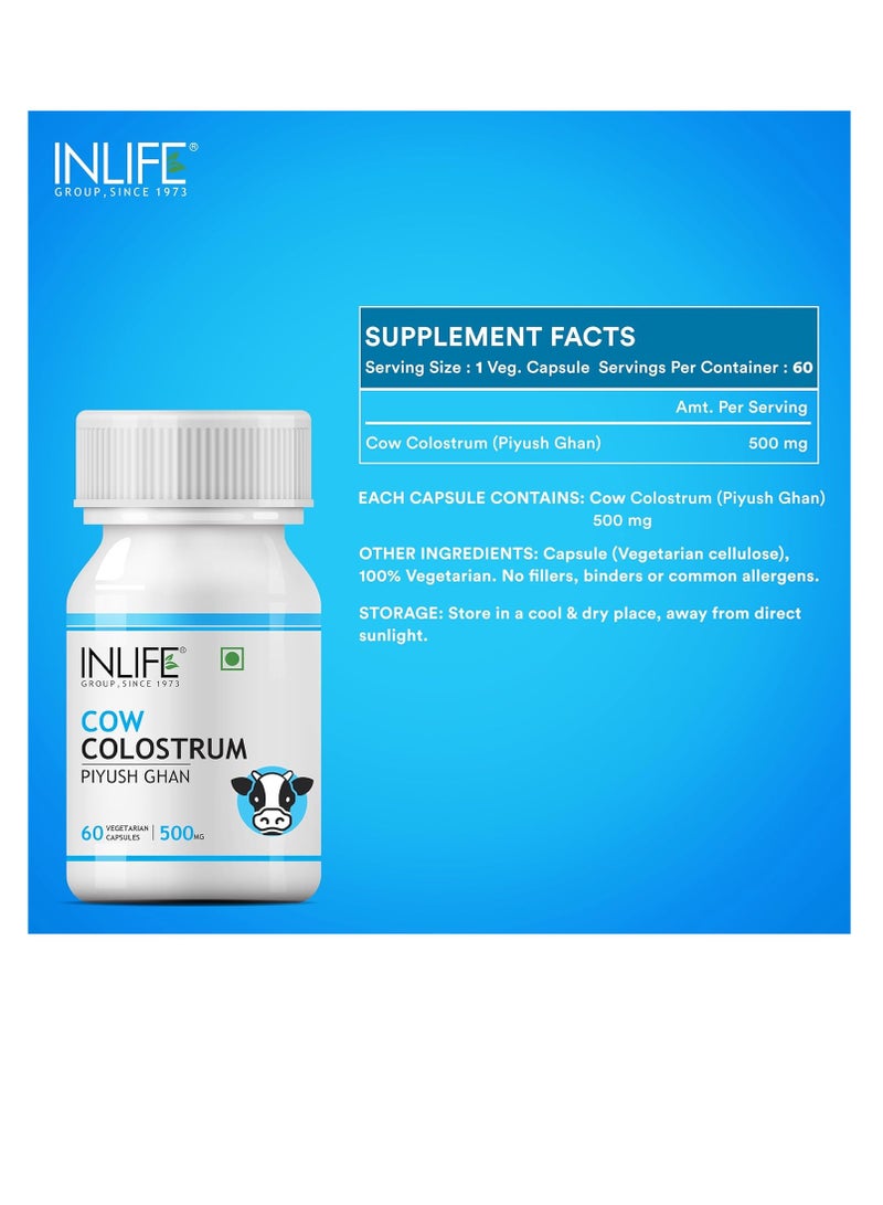 INLIFE Colostrum Supplement  500mg  60 Vegetarian Capsules Pack of 1  60
