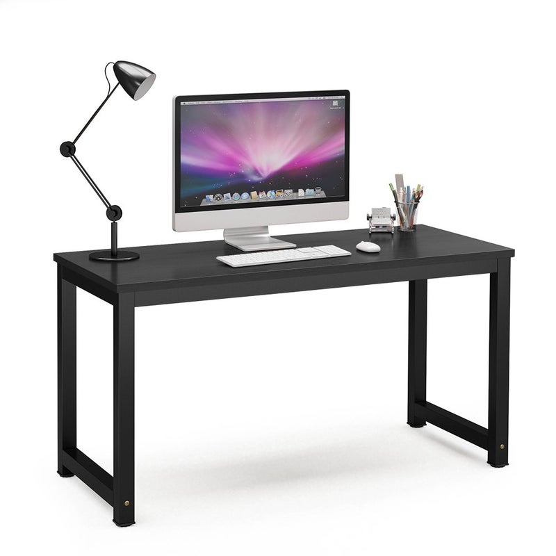 Tribesigns Computer Desk 55 inch Large Office Desk Computer Table Study Writing Desk for Home Office Black  Black Leg