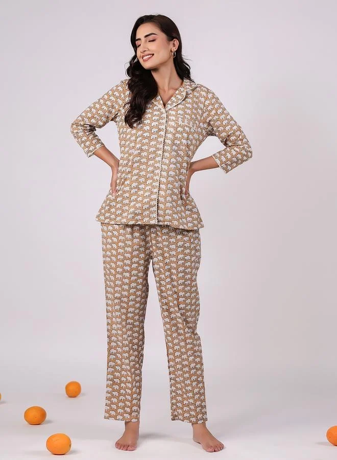 sanskrutihomes sanskrutihomes All Over Print Cotton Shirt and Pyjama Set