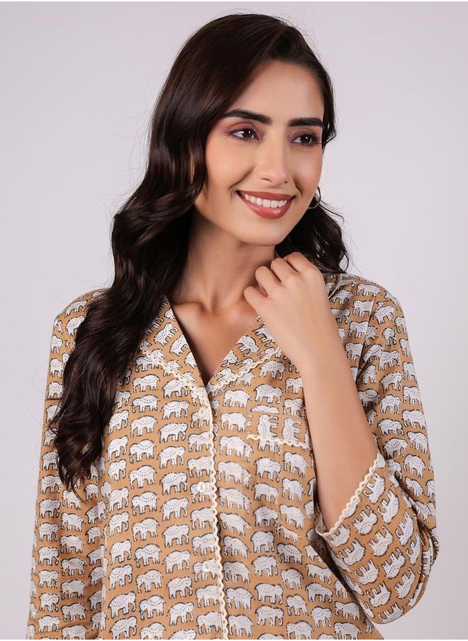 sanskrutihomes - Women Pure Cotton Printed Night suit by Styli - Image 1