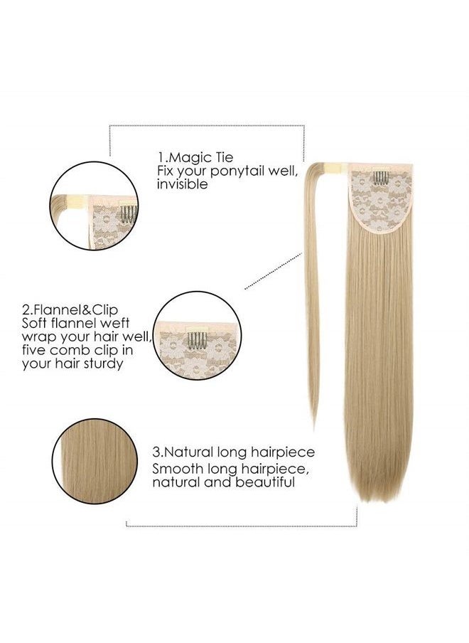 SEIKEA Clip in Ponytail Extension Wrap Around Long Straight Pony Tail Hair 28 Inch Synthetic Hairpiece - Black  - Image 4