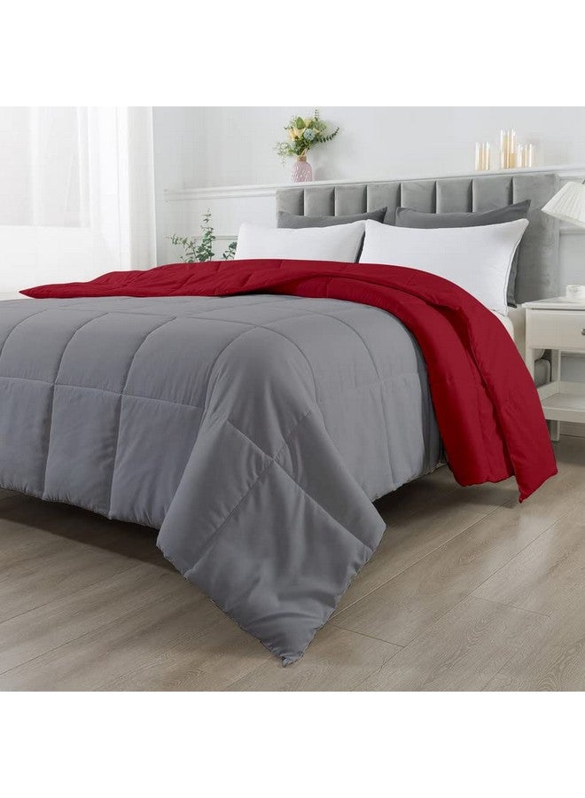 Razzai مامايو رازاى لحاف فائق النعومة قابل للعكس لموسم الصيف 120GSM (90" × 100" بوصة/228 سم × 254 سم) - لحاف سرير مزدوج | فضي/برغندي | TC - 400 - Image 4