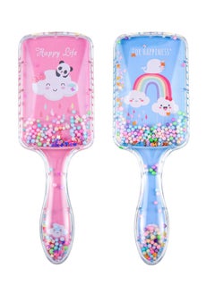 XiuWoo Girls Hair Brush Set, 2pcs Detangling Confetti Paddle Cute Kids Hairbrush for Women to Smooth Thick Curly Thin Long Short Wet or Dry  - Image 1