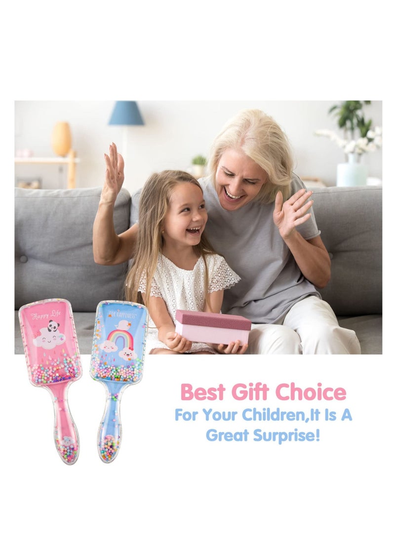 Girls Hair Brush Set, 2pcs Detangling Confetti Paddle Cute Kids Hairbrush for Women to Smooth Thick Curly Thin Long Short Wet or Dry