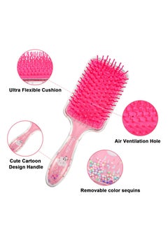 XiuWoo Girls Hair Brush Set, 2pcs Detangling Confetti Paddle Cute Kids Hairbrush for Women to Smooth Thick Curly Thin Long Short Wet or Dry  - Image 4