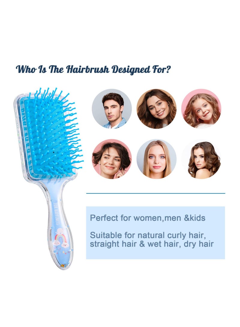 Girls Hair Brush Set, 2pcs Detangling Confetti Paddle Cute Kids Hairbrush for Women to Smooth Thick Curly Thin Long Short Wet or Dry