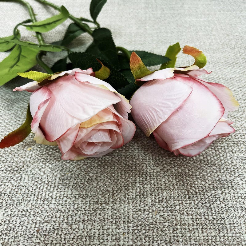 Flojery 10pcs Artificial Rose Flowers Long Stem Fake Silk Roses for DIY Wedding Bouquet Table Centerpiece Home Decor (Light Pink) - Image 4