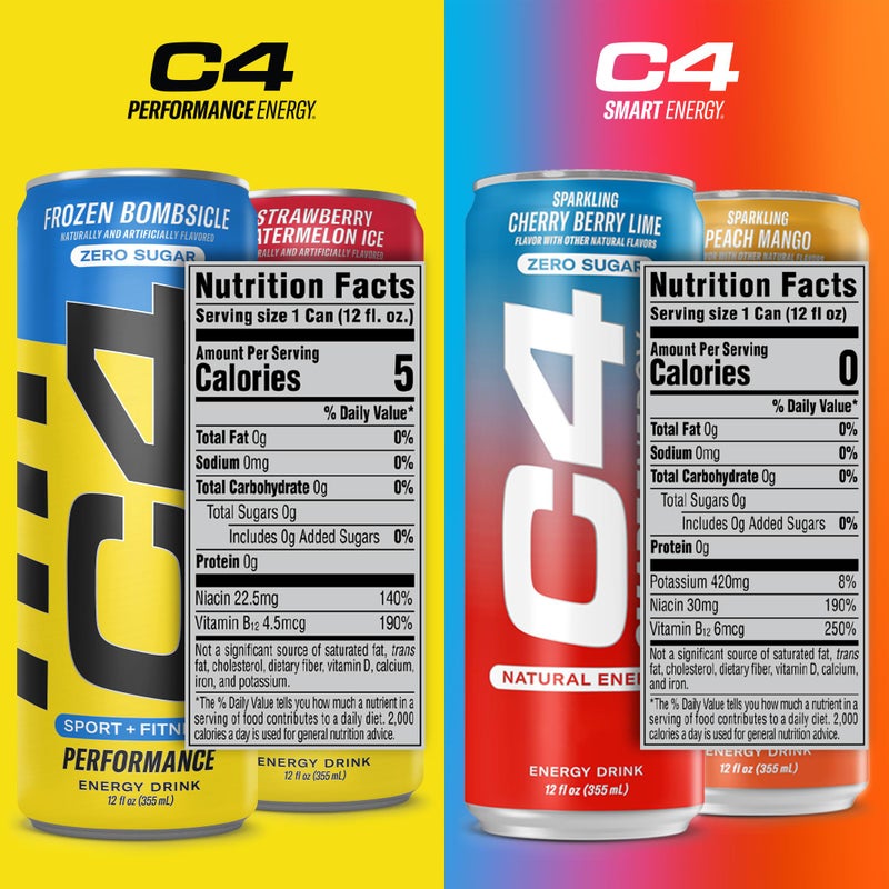 CELLUCOR مشروب الطاقة والأداء الذكي من سيلكور C4 - عبوة متنوعة رسمية | خالي من السكر ومشروب طاقة مكربن مسبق للتمرين | 150+200 ملغ كافيين مع بيتا ألانين | 4 نكهات | 12 أونصة سائلة (12 عبوة) - Image 3