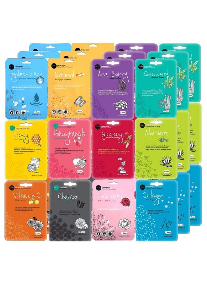 Celavi Cosmetics Celavi Face Mask Set Korean Beauty Essence Facial Paper Sheet Mask Korea Skin Care Moisturizing 3 Packs Of Each 12 New Flavors Kbeauty Skincare 36 Masks In A Pack Made In Korea - Image 1