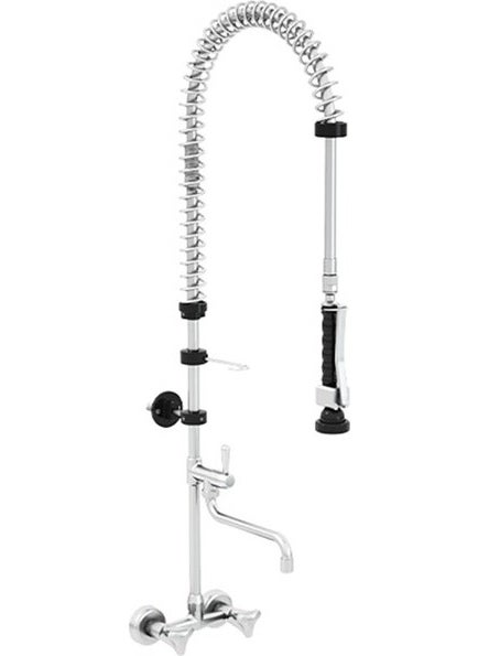 Eurofaz Cancan MT04 Deluxe Wall Mounted Kitchen Faucet with Angle Tap Front Wash Shower CAN-0513-MT04  - Image 1