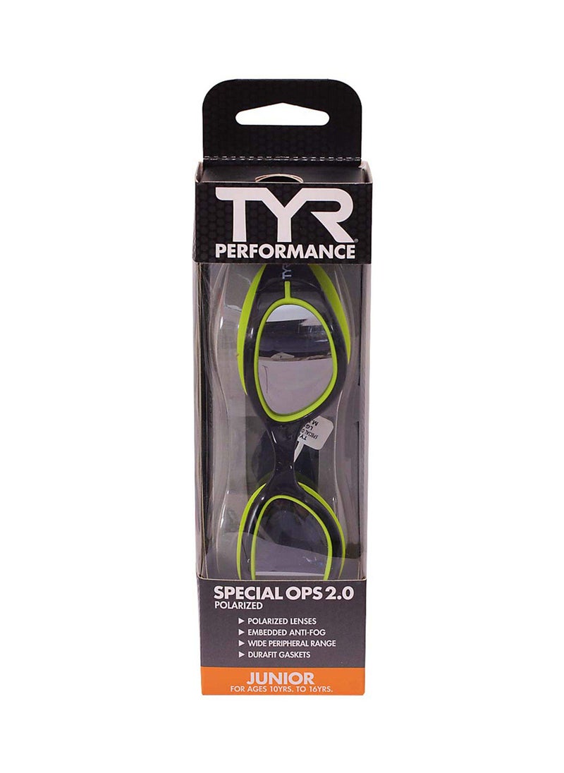 TYR - Special Ops 2.0 Junior Polarized Swim GogglesFor Men & Women (Black/Green,One Size) - Image 1