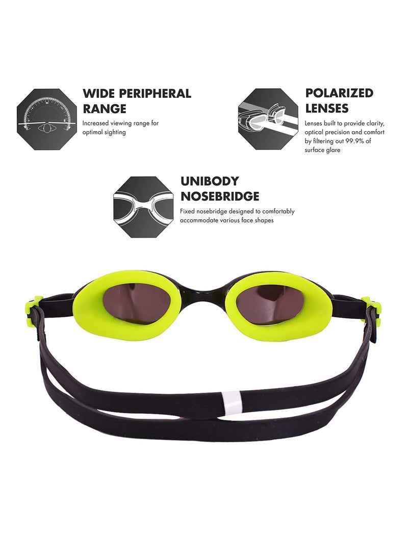 TYR - Special Ops 2.0 Junior Polarized Swim GogglesFor Men & Women (Black/Green,One Size) - Image 1