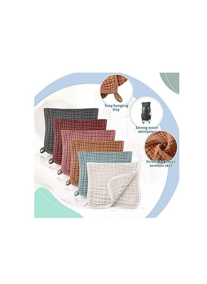ORiTi ORiTi  6 Pieces Large 20 x 10 Inch Burp Cloths Multi-Colors Muslin Washcloths Baby Burping Diapers 6 Absorbent  - Image 3